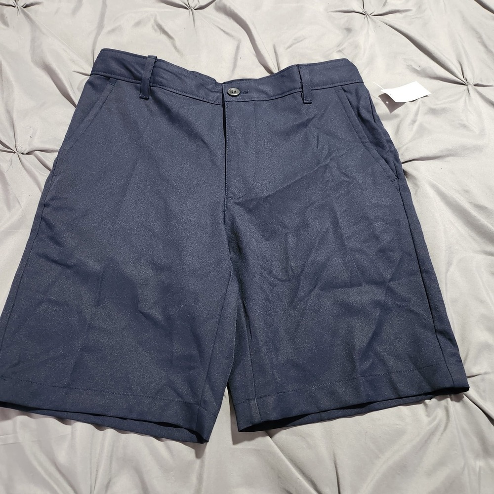 IZOD Golf Shorts Mens 30 Midnight Blue Micro Poly Straight Fit Flat Front NWT